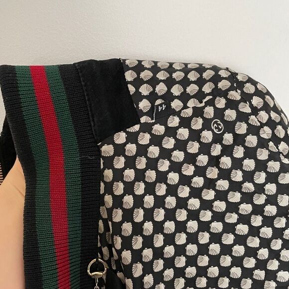 GUCCI Black Suede 100% Leather Bomber Jacket Made in Italy sz 44EU - Picture 12 of 16